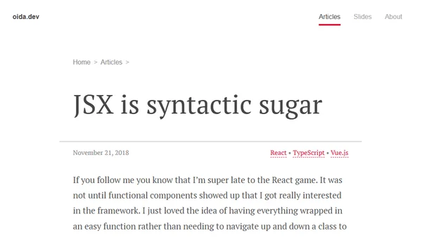 JSX is syntactic sugar