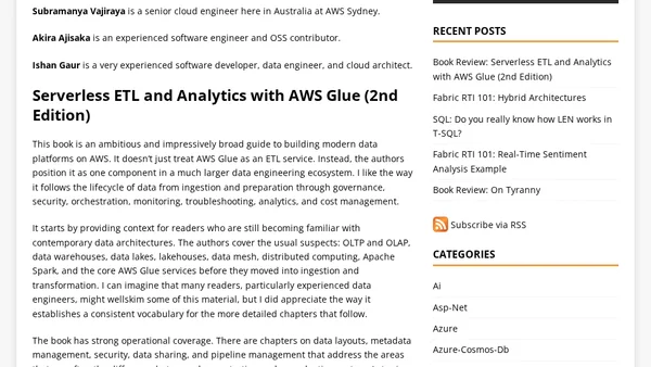 Book Review: Serverless ETL and Analytics with AWS Glue (2nd Edition)