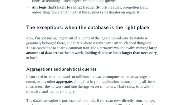 Business logic does not (usually) belong in the database