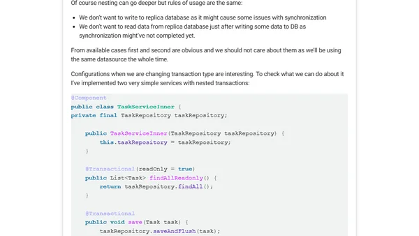 Use replica database for read-only transactions