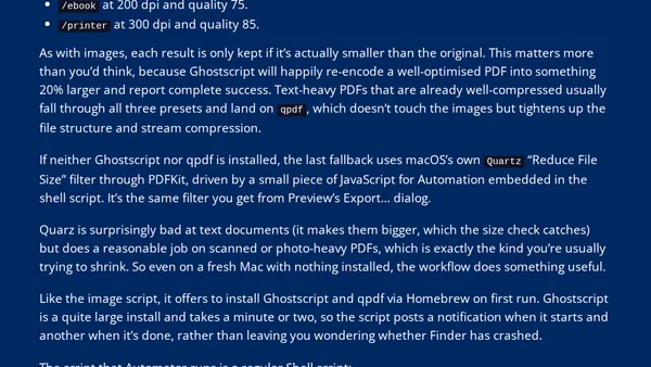 Compressing images and PDFs from the Finder context menu