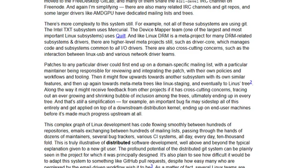 Linux development is distributed - profoundly so