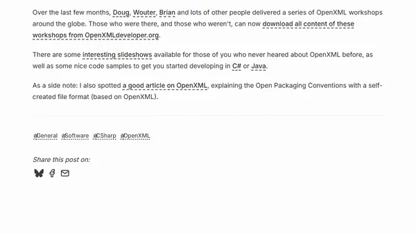Open XML Developer workshop content