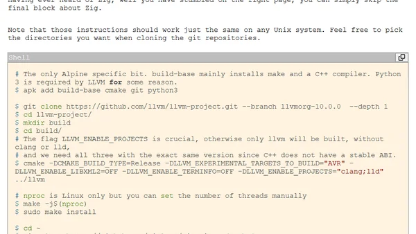 How to compile LLVM, Clang, LLD, and Ziglang from source on Alpine Linux