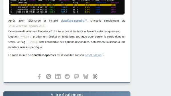 Tester sa connexion Internet depuis le terminal avec Cloudflare Speed Cli
