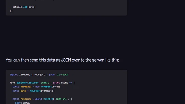 zlFetch now supports FormData!