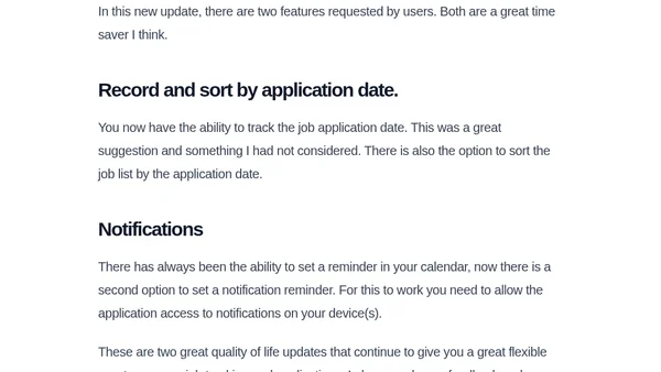 Job Finder Tracker iOS Update 1.3.0