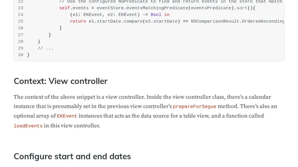 Listing Calendar Events with Event Kit and Swift
