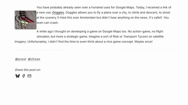 Goggles, a flight sim on Google Maps