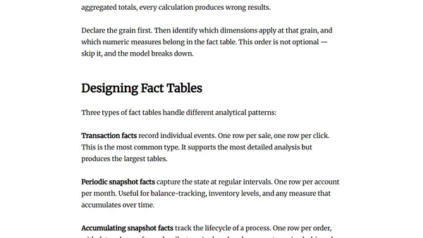 Dimensional Modeling: Facts, Dimensions, and Grains