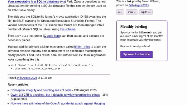 Your executable is a SQLite database