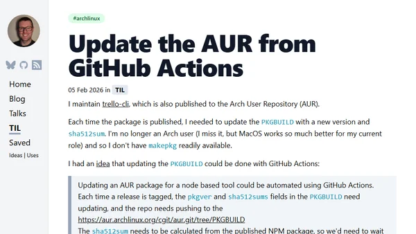 Update the AUR from GitHub Actions