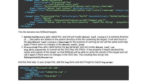 Processing of SVG Files on Build in .NET