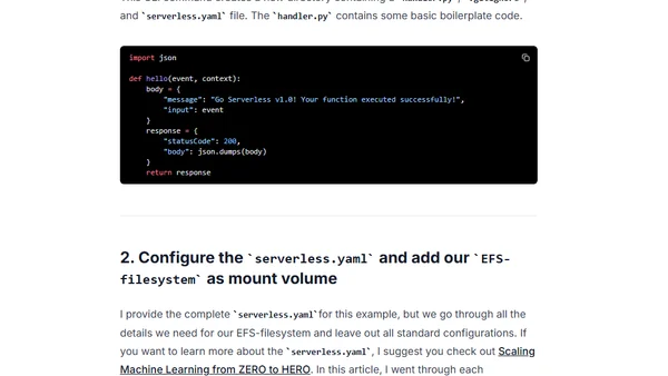 Mount your AWS EFS volume into AWS Lambda with the Serverless Framework