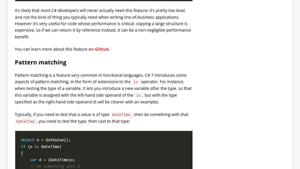 Test driving C# 7 features in Visual Studio “15” Preview