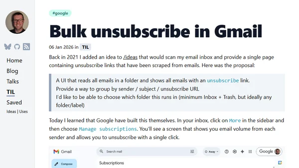 Bulk unsubscribe in Gmail
