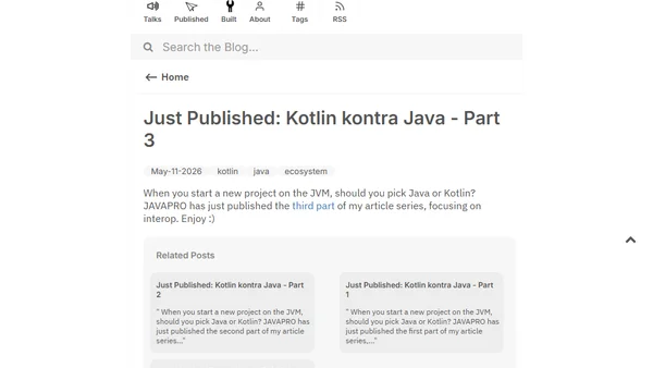 Just Published: Kotlin kontra Java - Part 3