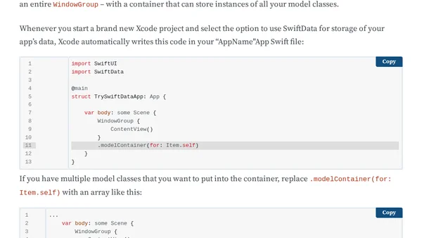 Add SwiftData to an Existing App