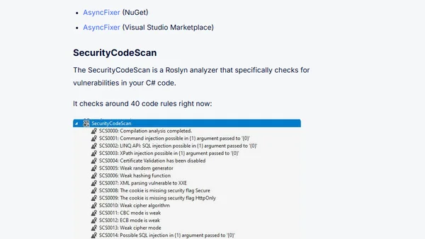 Code analysis tools for Azure developers coding in .NET Core