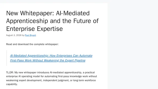 New Whitepaper: AI-Mediated Apprenticeship and the Future of Enterprise Expertise