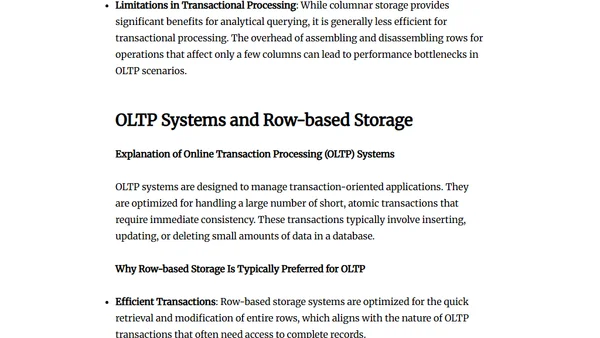 Columnar vs. Row-based Data Structures in OLTP and OLAP Systems