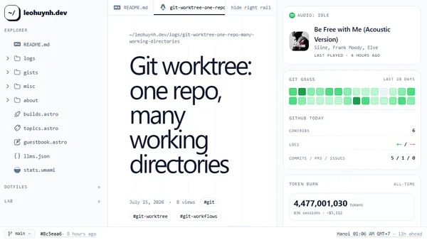 Git worktree: one repo, many working directories