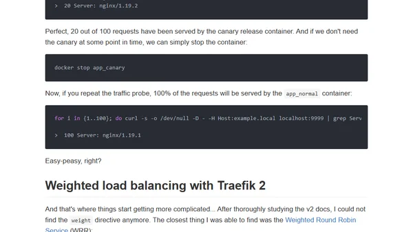 Traefik: canary deployments with weighted load balancing
