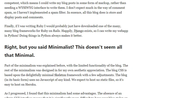 Building a Minimalist Blog in Python (or, How I Learned to Stop Worrying and Love Web Development).