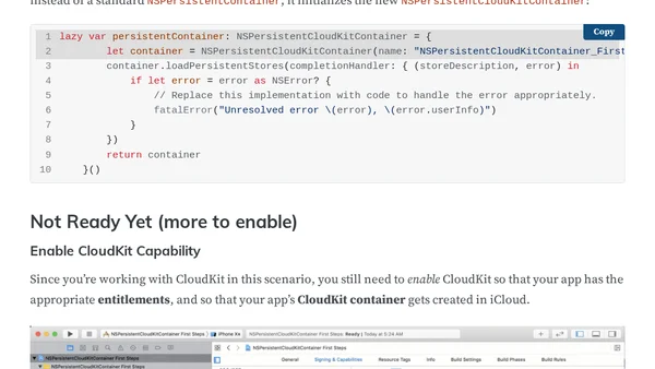 First Impressions of NSPersistentCloudKitContainer