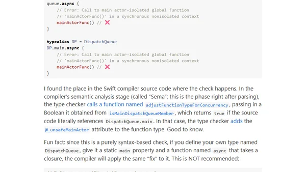 How the Swift compiler knows that DispatchQueue.main implies @MainActor
