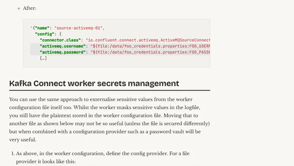Putting Kafka Connect passwords in a separate file / externalising secrets