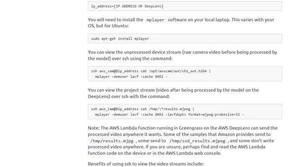 Streaming AWS DeepLens Video Over SSH