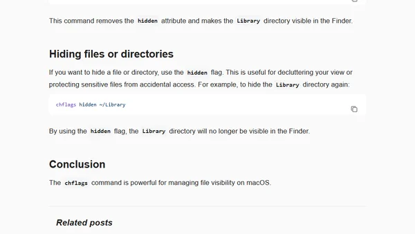 Hide and unhide files or directories visibility with chflags on macOS