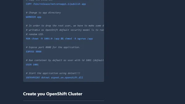 Run ASP.NET Core on OpenShift