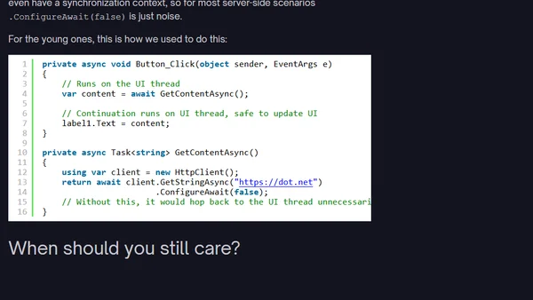 Does .ConfigureAwait Still Matter in .NET? 🤔