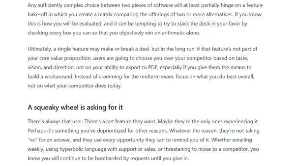 How not to prioritize a feature