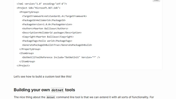 Extending .NET CLI with custom tools - dotnet init initializes your NuGet package