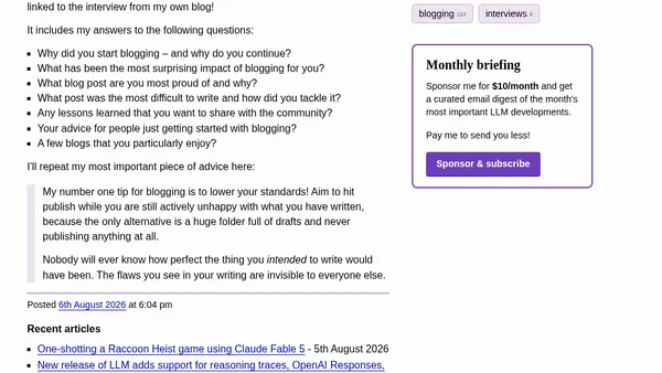 Simon Willison on Technical Blogging
