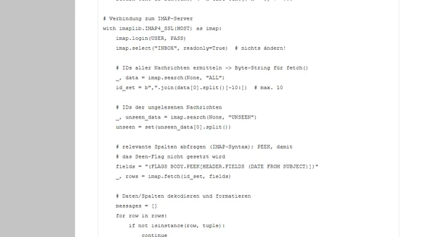 E-Mails mit Python lesen: imaplib
