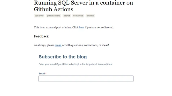 Running SQL Server in a container on Github Actions