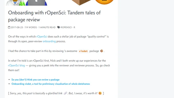 Onboarding with rOpenSci: Tandem tales of package review