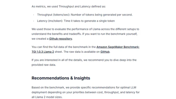 Llama 2 on Amazon SageMaker a Benchmark