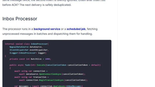Implementing the Inbox Pattern for Reliable Message Consumption