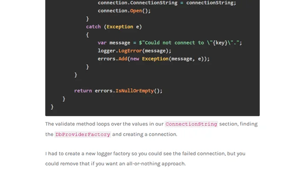 Validating Connection Strings on .NET Startup