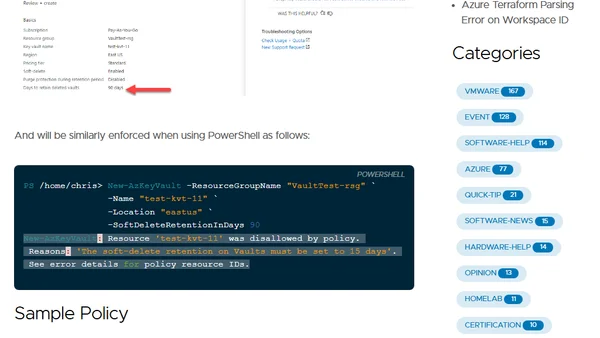 Azure Key Vault Retention Policy