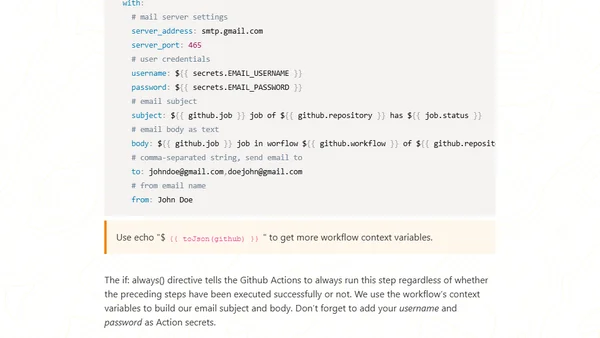 Send an Email notification when Github Actions fails