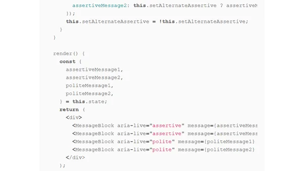 ARIA live regions in React