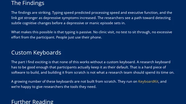 Custom keyboards and mental health research