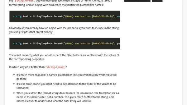 StringTemplate: another approach to string interpolation