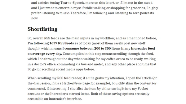My RSS-based Content Consumption Workflow